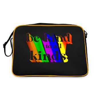 Sei freundlich zu allen Arten - Retro Tasche - Schwarz/Gold - Hinten