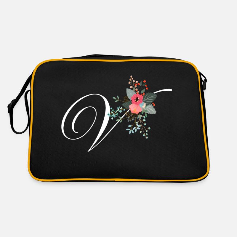 Buchstabe v Blumen Retro Tasche