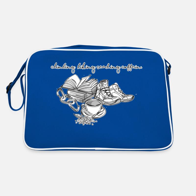 Hiking - Climbing - Reading - Coffein Retro Tasche