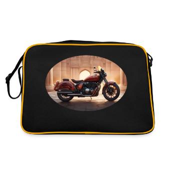 1940s US Style Cruiser Motorcycle - Retro Bag - black/gold - Back