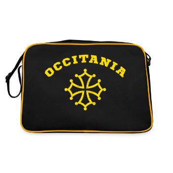 Okzitanien Occitanie Frankreich Okzitanisch - Retro Tasche - Schwarz/Gold - Hinten