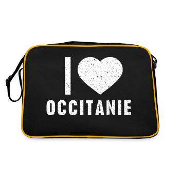 I love occitanie Occitania Frankreich Okzitanien - Retro Tasche - Schwarz/Gold - Hinten