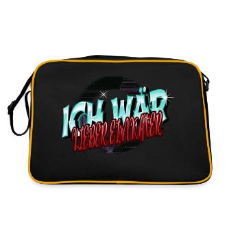 spruch streunerkatze seekatze lieben meerkatze - Retro Tasche - Schwarz/Gold - Hinten