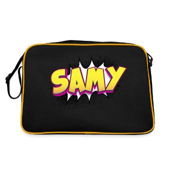Samy Custom Name Comic Book Style Pop Art, Samy - Retro Bag - black/gold - Back