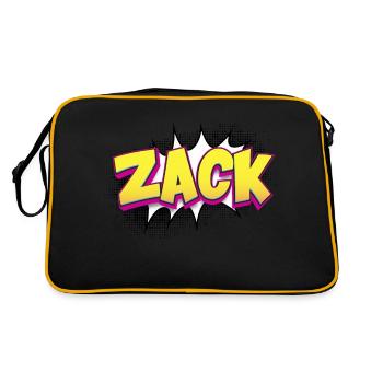 Zack nom personnalisé bande dessinée Style Pop Art, Zack - Sac Retro - noir/or - Dos