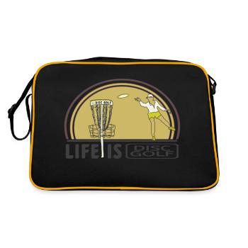 Discgolf für immer - Retro Tasche - Schwarz/Gold - Hinten