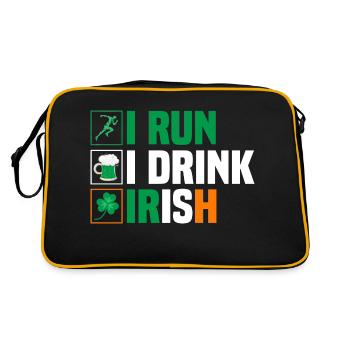 Je cours. Je bois. Irlandais. - Sac Retro - noir/or - Dos