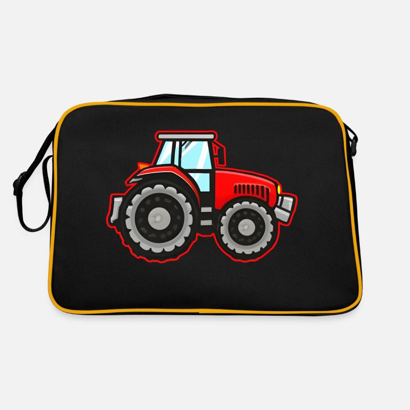 Bauers Roter Traktor - Retro Tasche - Schwarz/Gold