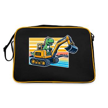 Dinosaur digger - Cool dino driving an excavator - Retro Bag - black/gold - Back