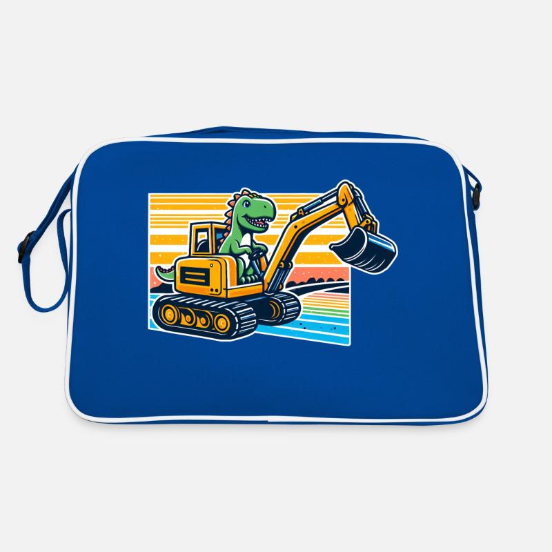Dinosaurier-Bagger - Cooler Dino, der einen Bagger fährt Retro Tasche