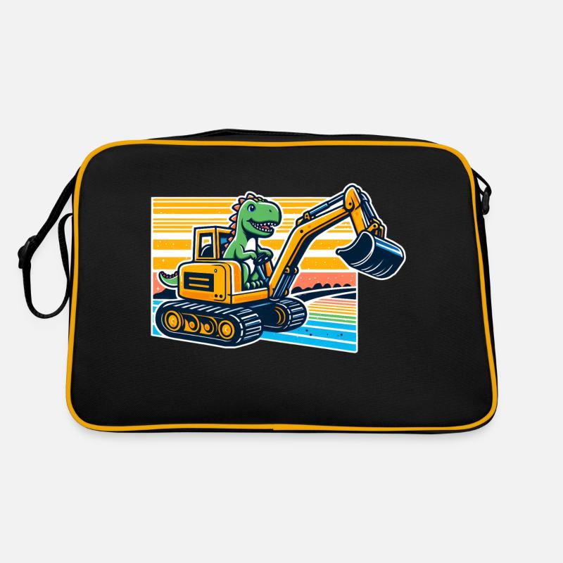 Dinosaur digger - Cool dino driving an excavator Retro Bag