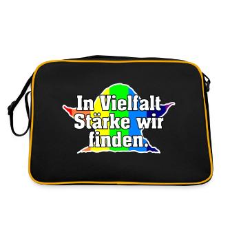 In Vielfalt Stärke wir finden. - Retro Tasche - Schwarz/Gold - Hinten