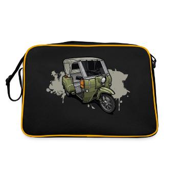 Duo DDR Dreirad - Illustration - Retro Tasche - Schwarz/Gold - Hinten