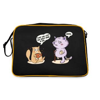 That Will Cost An Arm And A Leg Funny Cat Talking - Retro Bag - black/gold - Back