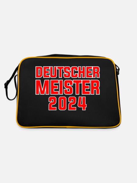 Leverkusen Deutscher Meister 2024 Fussball Verein - Retro Tasche - Schwarz/Gold - Hinten