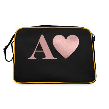 Rose Gold Heart Letter - Retro Bag - black/gold - Back