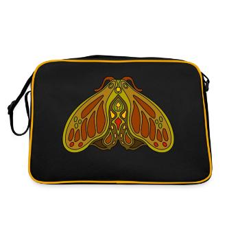 Brown and green art nouveau inspired stylized moth - Retro Bag - black/gold - Back
