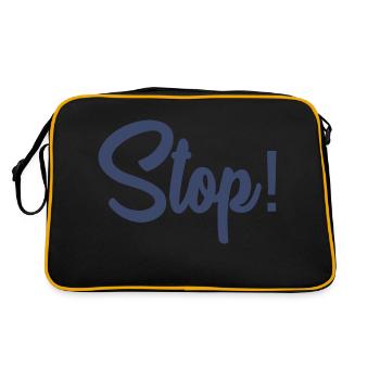 STOP. PANNEAU. PAPA. MOTO. DRÔLE. VOITURE - Sac Retro - noir/or - Dos