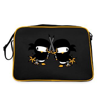 2 Oiseaux Ninja Fighter Assassin Épée Ninja Star - Sac Retro - noir/or - Dos