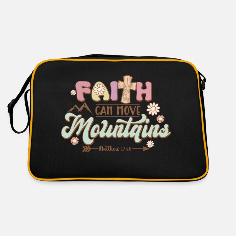 Glaube kann Berge versetzen - Retro Tasche - Schwarz/Gold