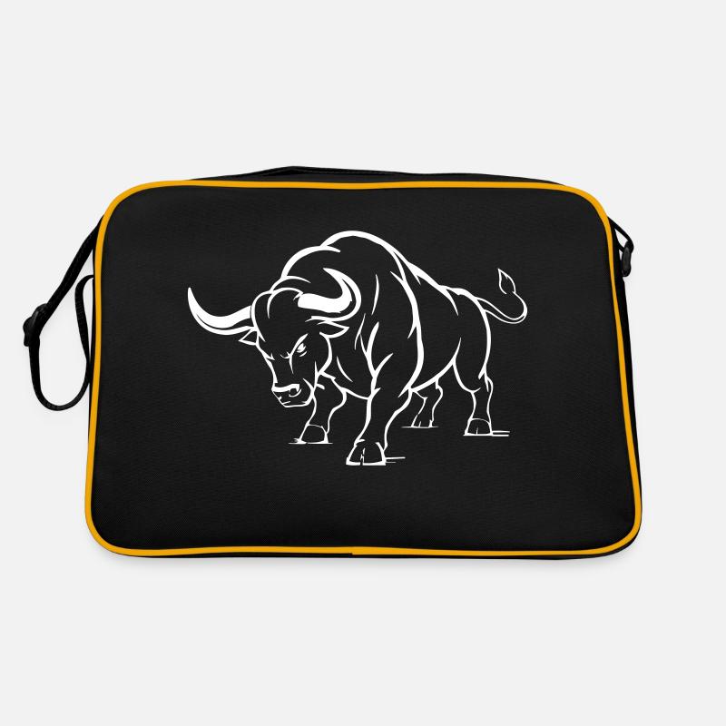 Rasender Stier Silhouette Retro Tasche