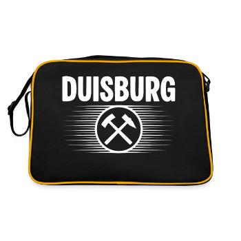 Duisburg Glueck auf - Retro Tasche - Schwarz/Gold - Hinten