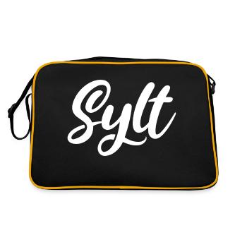 Sylt - Nordsee Insel - Deutschland Küste - Moin - Retro Tasche - Schwarz/Gold - Hinten