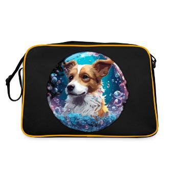Animal in Soap Bubble / Childlike / Cute / Dog - Retro Bag - black/gold - Back