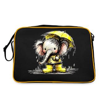 L’éléphant sous la pluie - Sac Retro - noir/or - Dos