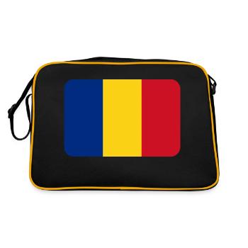 ROMANIA FLAG round corner 400 dpi - Retro Bag - black/gold - Back