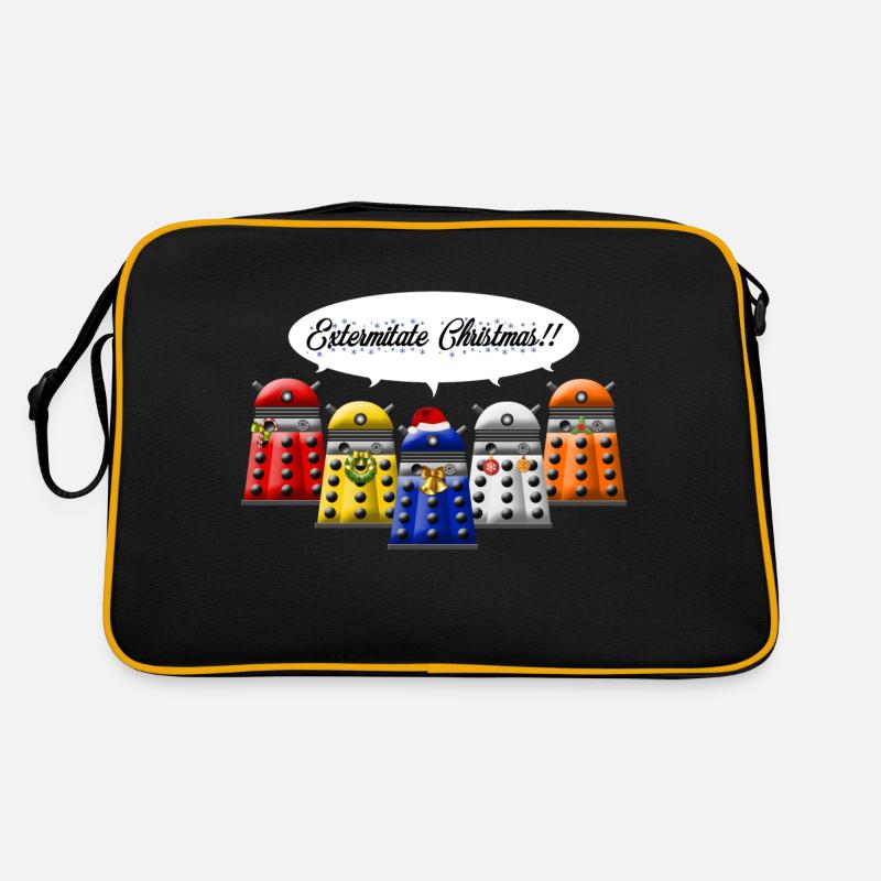 dalek exterminate xmas - Retro Bag - black/gold