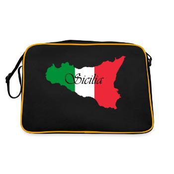 Sicile couleurs classique écrit Sicilia - Sac Retro - noir/or - Dos