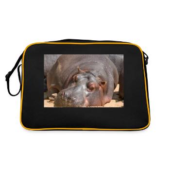 Nilpferd Flusspferd (Hippopotamus amphibius) Hippo - Retro Tasche - Schwarz/Gold - Hinten
