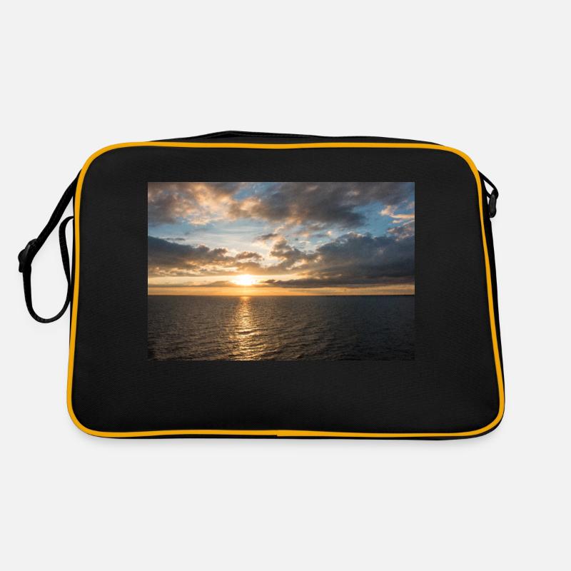 Coucher de soleil sur la mer - Sac Retro - noir/or
