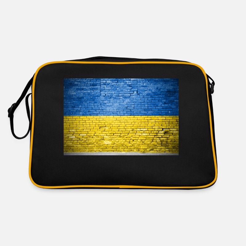 Affiche de graffiti drapeau Ukraine mur de briques Sac Retro