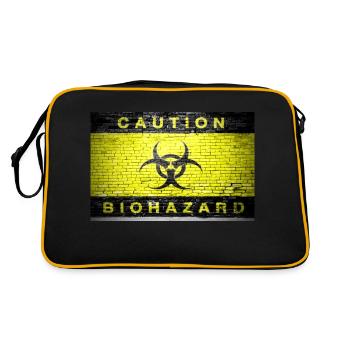 Caution Biohazard Ziegelsteinmauer poster - Retro Tasche - Schwarz/Gold - Hinten