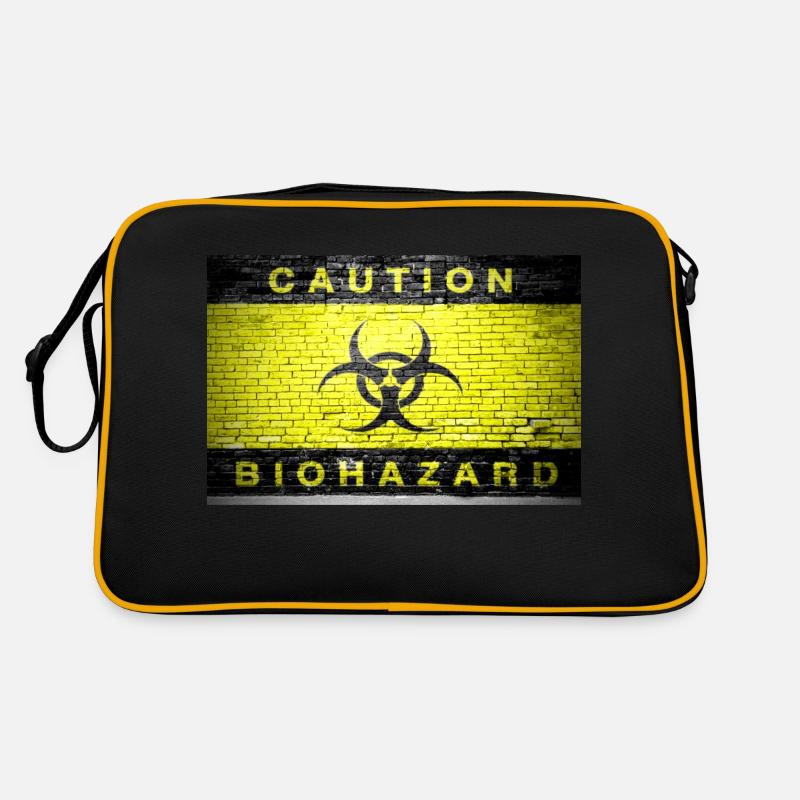 Caution Biohazard Ziegelsteinmauer poster Retro Tasche
