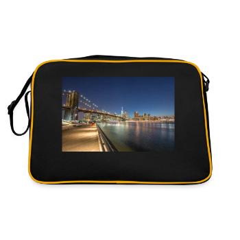 Panoramic View Brooklyn Bridge and Skyline - Retro Bag - black/gold - Back