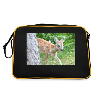 Deer Fawn (Capreolus capreolus, deer, fawn, fawn - Retro Bag - black/gold - Back