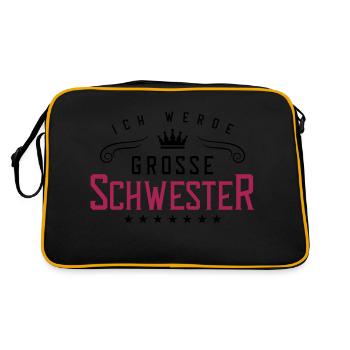 ich werde grosse schwester - Retro Tasche - Schwarz/Gold - Hinten