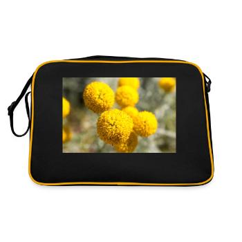 Lavender cotton or gray santolina holy herb - Retro Bag - black/gold - Back