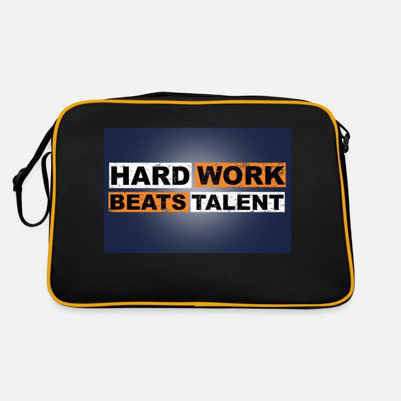 Hard Work Beats Talent Motivation Quote - Retro Tasche - Schwarz/Gold