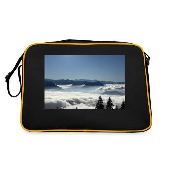 Switzerland, Rigi Berg poster, gift idea Lucerne - Retro Bag - black/gold - Back