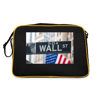 Wall Street street sign New York USA - Retro Tasche - Schwarz/Gold - Hinten