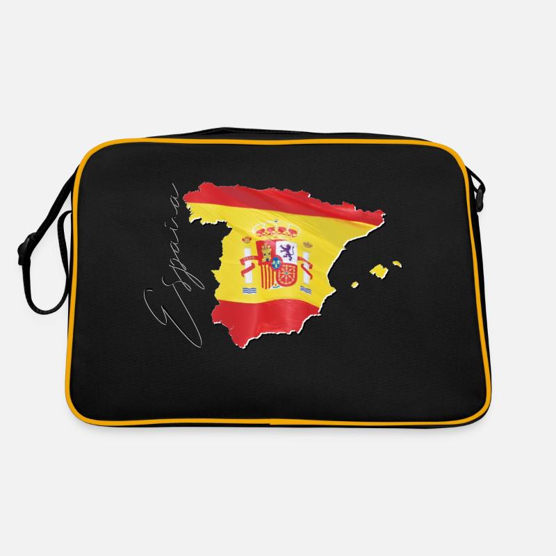 Espagne | Drapeau réel | Drapeau Carte ES - Sac Retro - noir/or