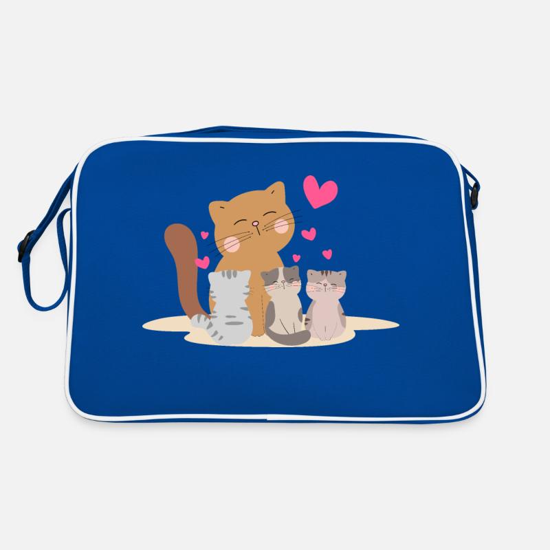 Chat de mère avec ses chatons avec tant d’amour ! Sac Retro