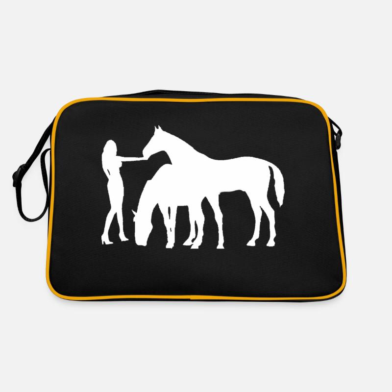 Pferde - Retro Tasche - Schwarz/Gold