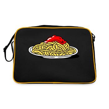 Spaghetti mit Tomaten - Retro Tasche - Schwarz/Gold - Hinten