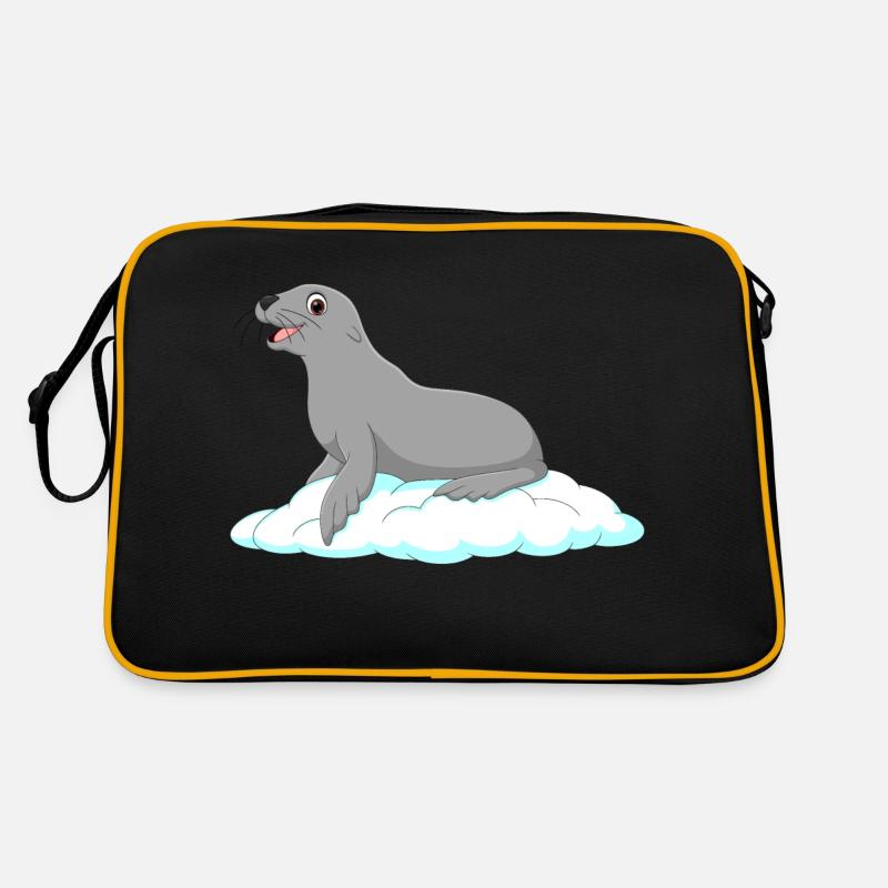 Robbe lachender Seehund See Hund Eisscholle Polar Retro Tasche