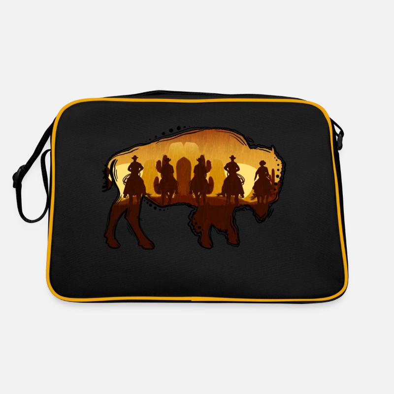 Bison / Buffalo - Retro Tasche - Schwarz/Gold